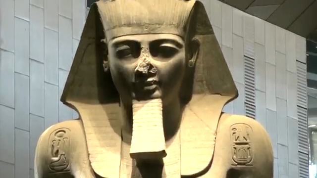One of Egypt's most iconic monuments, this colossal statue of Pharaoh Ramses II, welcomes visitors to the new Grand Egyptian Museum, which officially opens on November 1