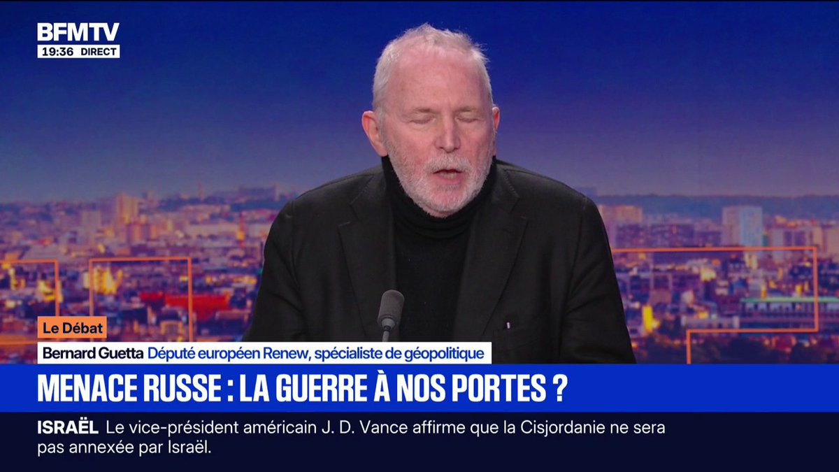 Menace russe: "Si nous ne voulons pas que Vladimir Poutine soit tenté de nous tester, envoyons-lui un message très clair", affirme Bernard Guetta (Renew)