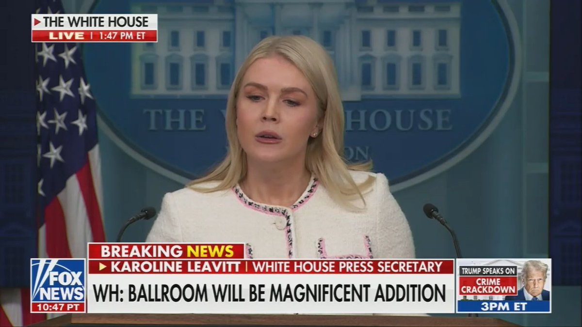 Reporter: So it sounds like the answer is yes, Trump can tear down whatever he wants. Leavitt: That's a legal opinion that's been held for many years
