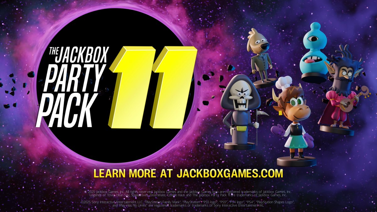 The Jackbox Party Pack 11 is out now on PlayStation! Get ready to play five new party games! 🌈 Doominate 🗣️ Hear Say 🍪 Cookie Haus ⚔️ Legends of Trivia 🔎 Suspectives