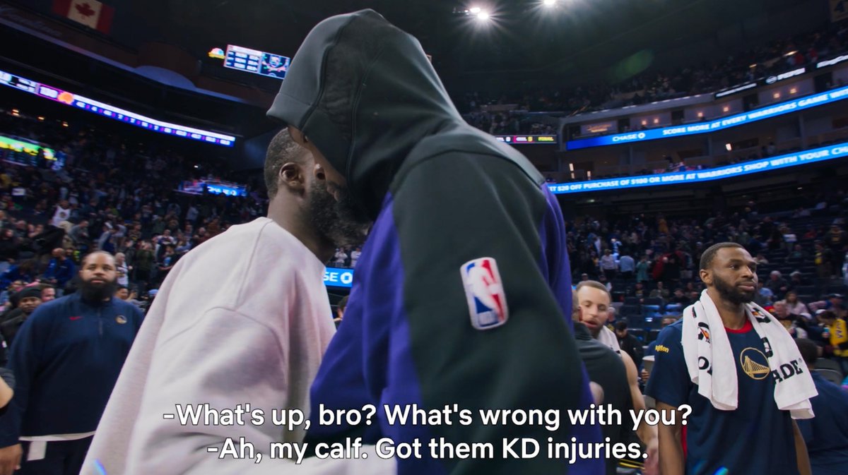 Kevin Durant: โWhatโs up, bro? Whatโs wrong with you?โ Draymond Green: โAh, my calf. Got them KD injuries.โ Draymond Green wrong for this ๐ Starting 5 Season 2 is now playing only on Netflix!