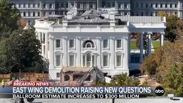 Satellite images show the dramatic transformation of the White House East Wing completely demolished to make way for Pres. Trump's $300 million ballroom – which he claims will be paid for through private donations and his own money. Mary Bruce reports.