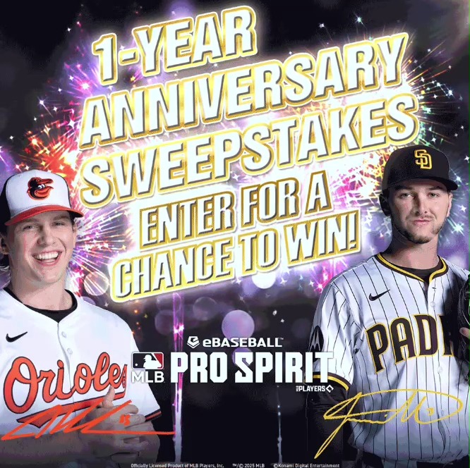 Happy 1-year anniversary! ​ As a thank you to our users, we are giving away a signed item to four lucky winners! To enter the giveaway for a chance to win an Adley Rutschman or Jackson Merrill autograph: ​ ⚾ Follow this account​ ⚾ Like this post ​ ⚾ Tag 1 friend in the comments with #MLBPS1YearSweepstakes