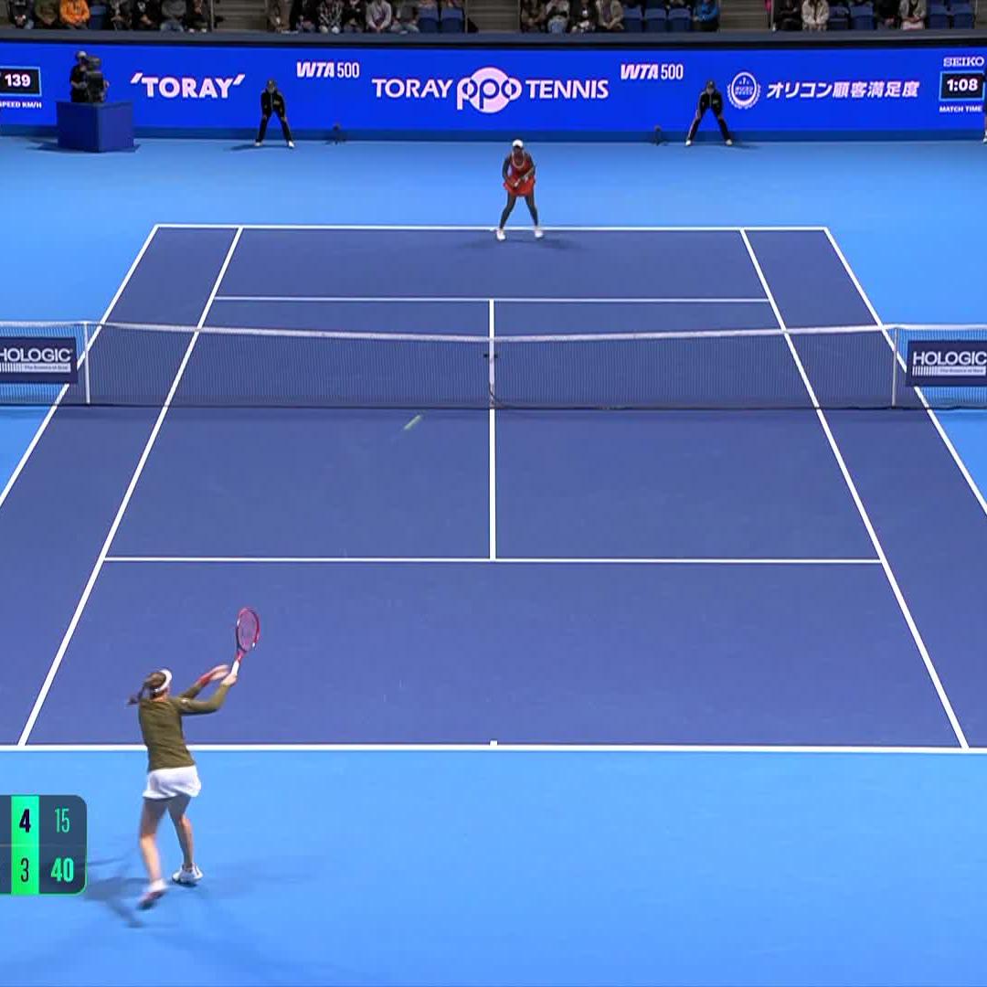 Elena Rybakina doing BRILLIANT things against Victoria Mboko in Tokyo. Turning defense to offense in the blink of an eye. A monster of a backhand winner that couldn’t have been struck any cleaner. 🇰🇿🩵