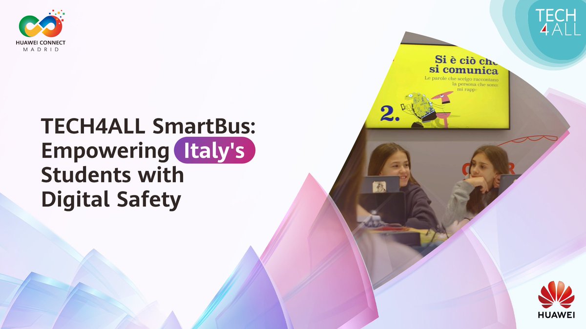The TECH4ALL SmartBus initiative is empowering students across Italy to learn how to navigate the online world safely by ensuring young learners pick up essential digital skills to thrive online. Stay tuned for more TECH4ALL initiatives at HUAWEI CONNECT EUROPE 2025.