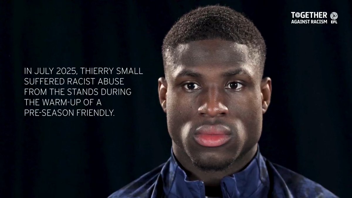 In July, Thierry Small suffered racist abuse from an opposition fan. Today, he sends a clear message. Together Against Racism. #pnefc