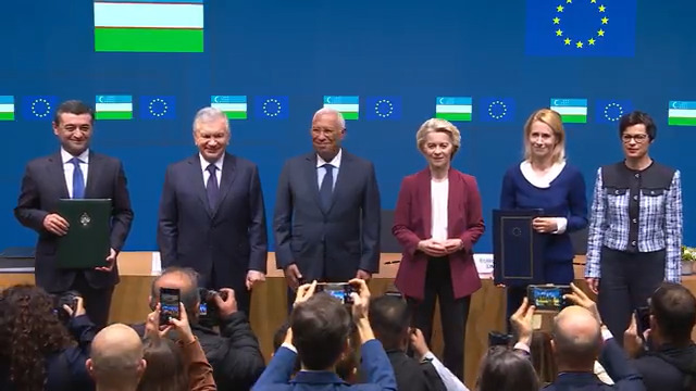 It is an honour to sign the EU-Uzbekistan Enhanced Partnership and Cooperation Agreement, together with Commissioner Marta Kos and Bakhtiyor Saidov 🇺🇿. This deal opens multiple avenues for stronger cooperation across key areas, such as security, connectivity, trade, political dialogue, and sustainable development It’s the start of a new chapter in our long-standing relationship.