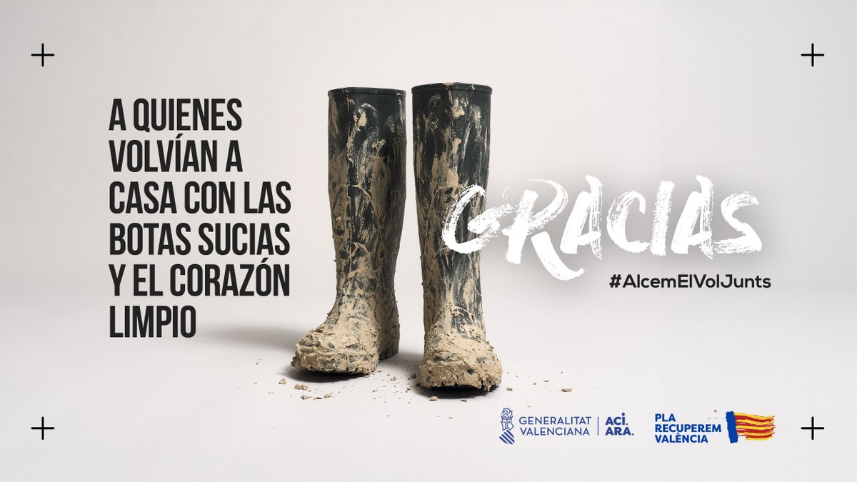 Mai oblidarem les llars inundades, les famílies trencades Tampoc als qui van arribar després A tots, GRÀCIES Units alcem el vol junts #RecuperemValència #AlcemElVolJunts