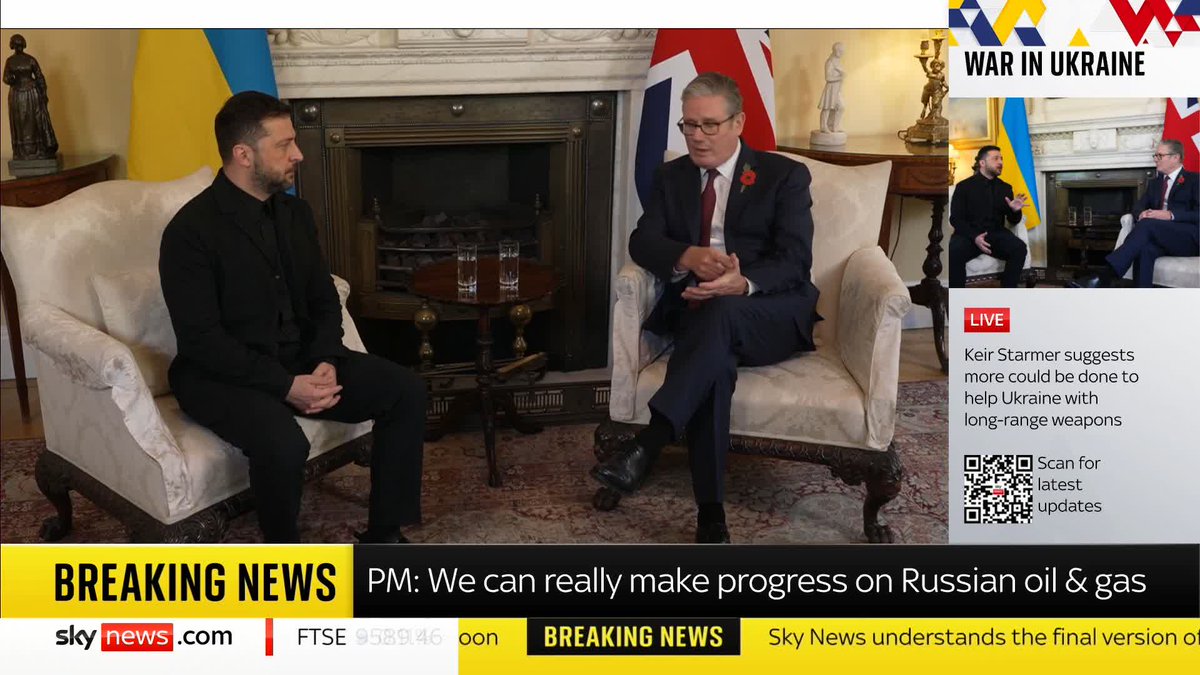 Sir Keir Starmer says a summit on the war in Ukraine is a chance to 'bear down on Russian oil and gas' as he meets Volodymyr Zelenksyy at Downing Street. Ukraine's president is meeting leaders of the "coalition of the willing" in London. 📺 Sky 501 &amp; YT