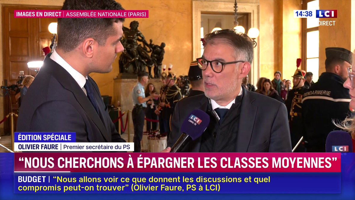 "Ce ne sera ni le budget Lecornu, ni le budget socialiste, ce sera un budget de compromis. Si ces compromis n'interviennent pas, il n'y aura pas de budget tout court et nous irons devant les électeurs", Olivier Faure
