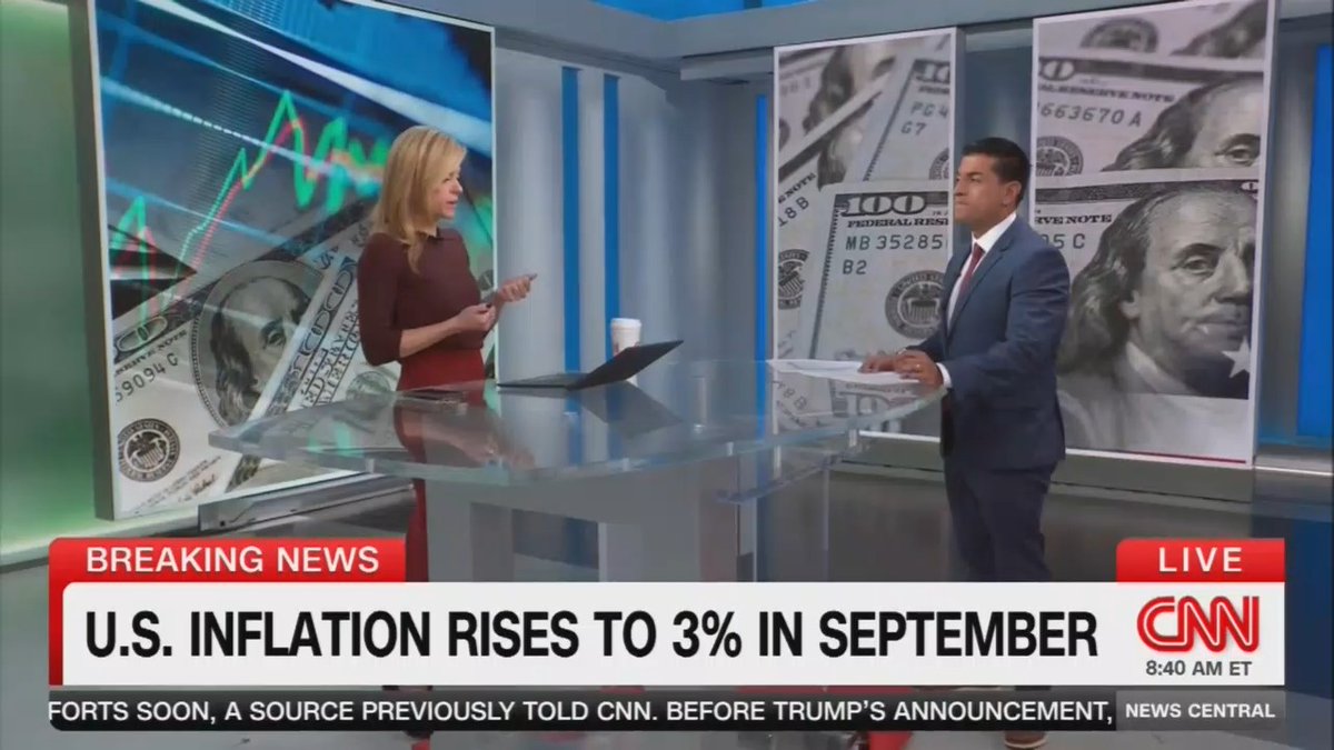 Reporter: We're back to 3% inflation for the first time since January. The annual inflation rate moved in the wrong direction from 2.9% to 3%, a new 8 month high. When Trump was on the campaign trail he was saying inflation was out of control, but you can see clearly we're in a worse spot now than we were last fall when inflation was maybe the biggest issue on the minds of voters.