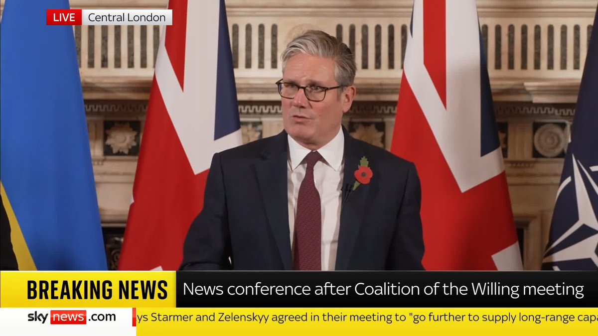 "Let me start by paying tribute to you and the Ukrainian people" Sir Keir Starmer opens the news conference by praising the Zelenskyy and his country, after the Coalition of the Willing meeting 📺 Sky 501, Virgin 602, Freeview 233 and YouTube