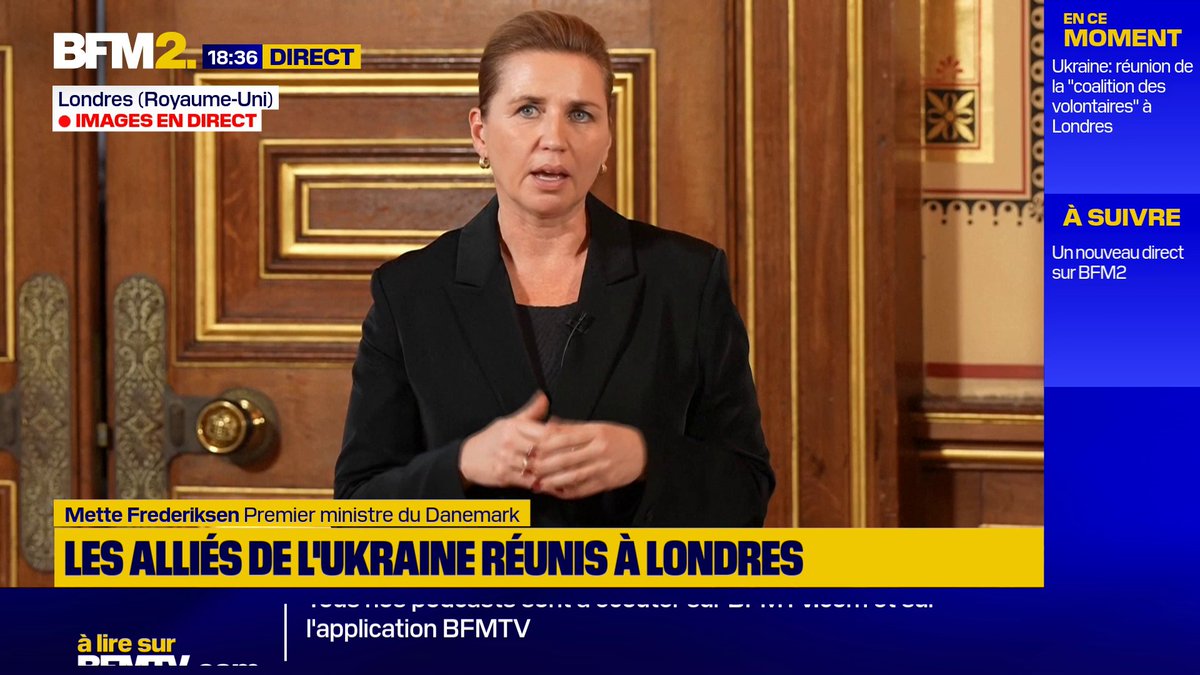 "L'idée de laisser la Russie payer pour les dommages qu'elles a causés en Ukraine est la seule voie à suivre (...) l'alternative n'est pas de demander à tous les Européens de payer à la place" Ukraine: la 1ère ministre danoise soutient l'utilisation des avoirs gelés russes #BFM2