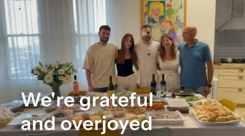 It can be so easy to take things for granted. When you're surrounded by wonderful people and blessings all the time, you forget that it's not a given. The Ohel family knows that all too well. This is Alon Ohel's first meal back with his family at his home after 2 long, horrible years.