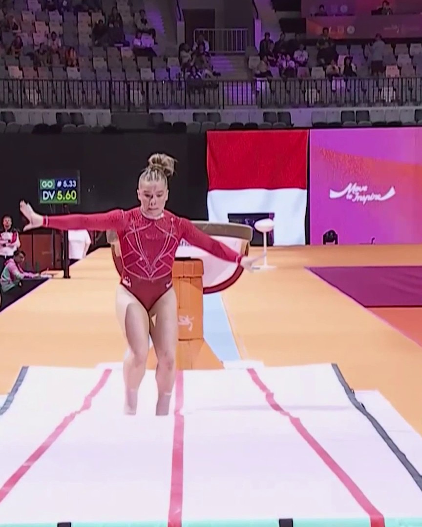 Joscelyn Roberson takes home bronze in vault for her first individual worlds medal. 🥉