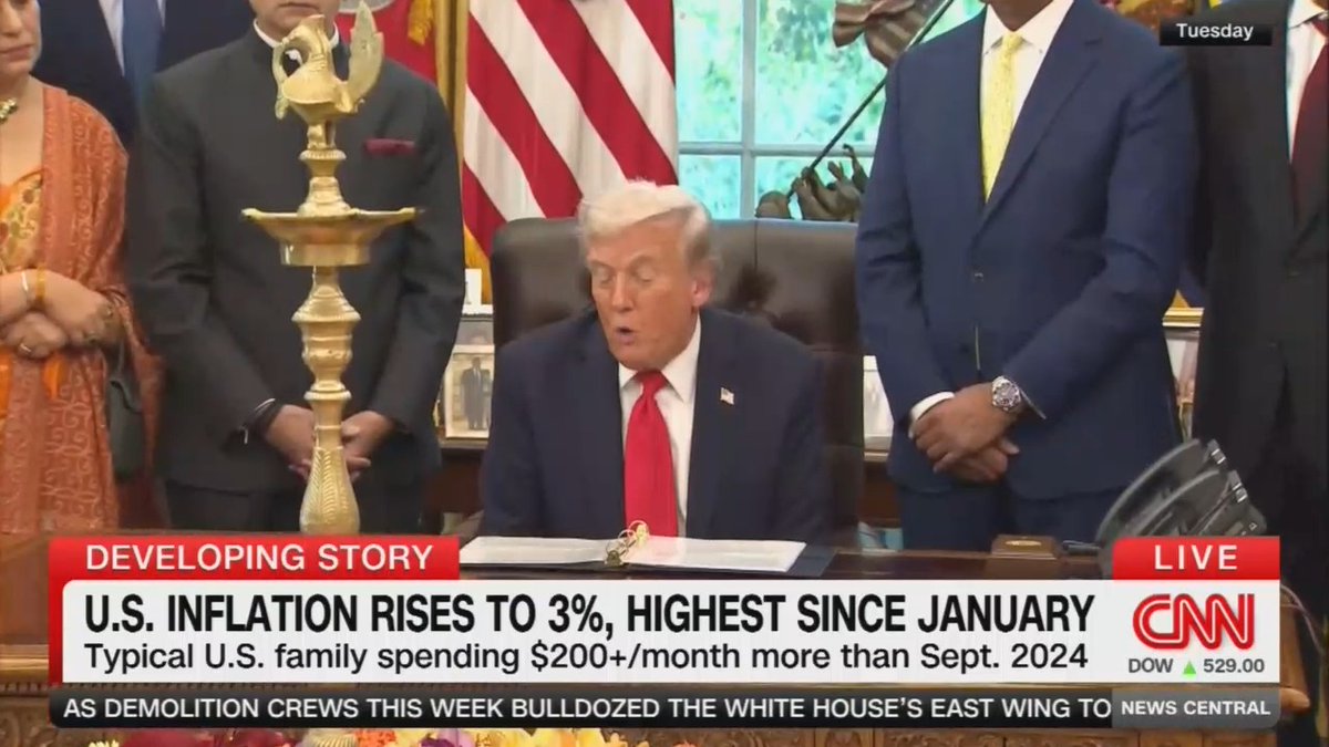 CNN fact checks Trump's claims that grocery prices are down: "From August to September, grocery prices increased again by 0.3%. That followed a 0.6% increase from July to August, which was the biggest jump in three years."