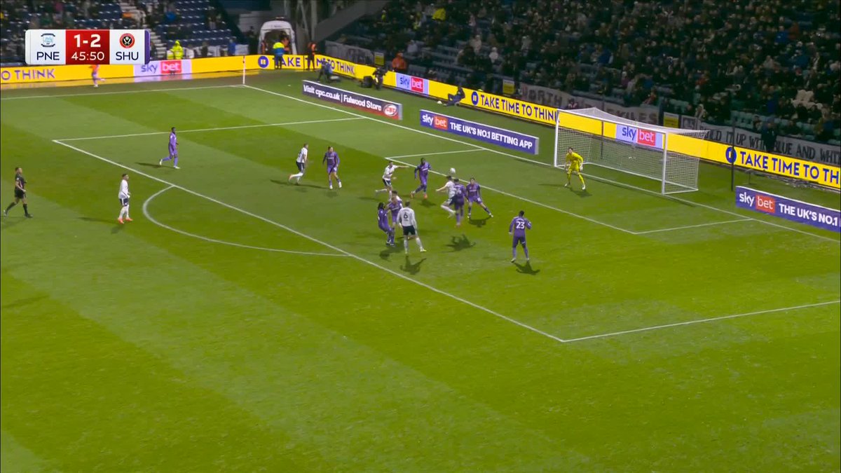 Preston are LEVEL at the start of the second half! ⚪ An unfortunate own goal from Sheffield United captain Japhet Tanganga.