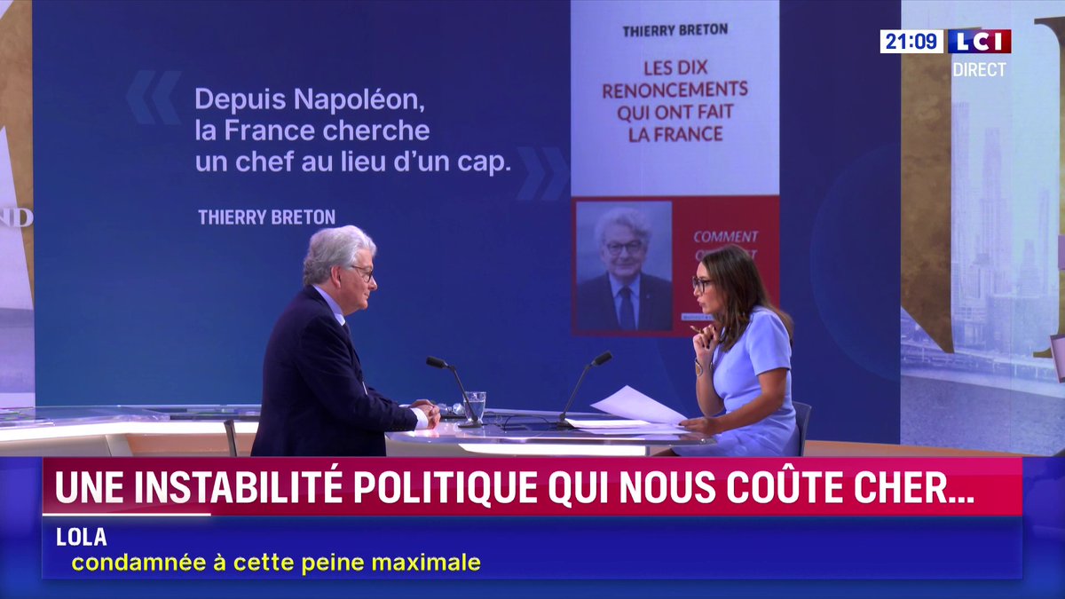 🗣️ "Un pays qui ne compte pas, c'est un pays qui ne compte plus. La première chose à faire pour remettre de l'ordre dans notre pays, et il en a besoin, c'est de remettre de l'ordre dans nos finances publiques" : Thierry Breton 📺 Un œil sur le monde avec ✦ Margot Haddad ✦