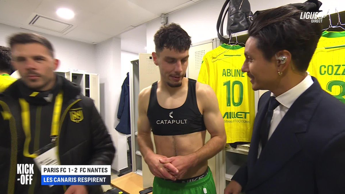 🗣️ Matthis Abline : "C'est un but magnifique je suis très content." La réaction du buteur nantais après son incroyable reprise de volée. #PFCFCN