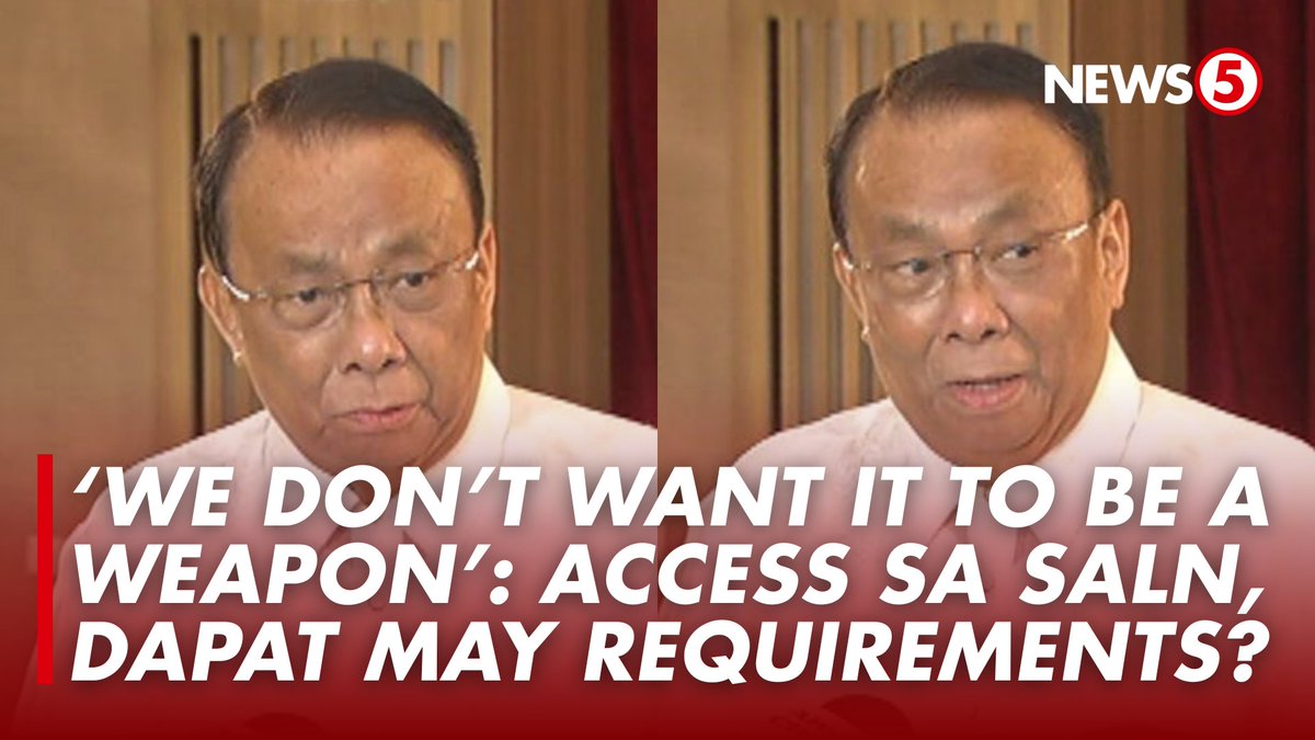 ES BERSAMIN: PAGLALABAS NG SALN, POSIBLENG MAGING BANTA SA SEGURIDAD NG OPISYAL Para kay Executive Secretary Lucas Bersamin, hindi lang basta-basta ang pagre-release at paghiling na ilabas ng isang opisyal ang kanilang Statement of Assets, Liabilities, and Net Worth (SALN). Maaari raw kasi itong gawing weapon o bala laban sa security at privacy ng mga opisyal. Ayon sa kanya, kailangan ng 'legitimate reasons' at request para mailabas ito. For more latest stories, visit us at
