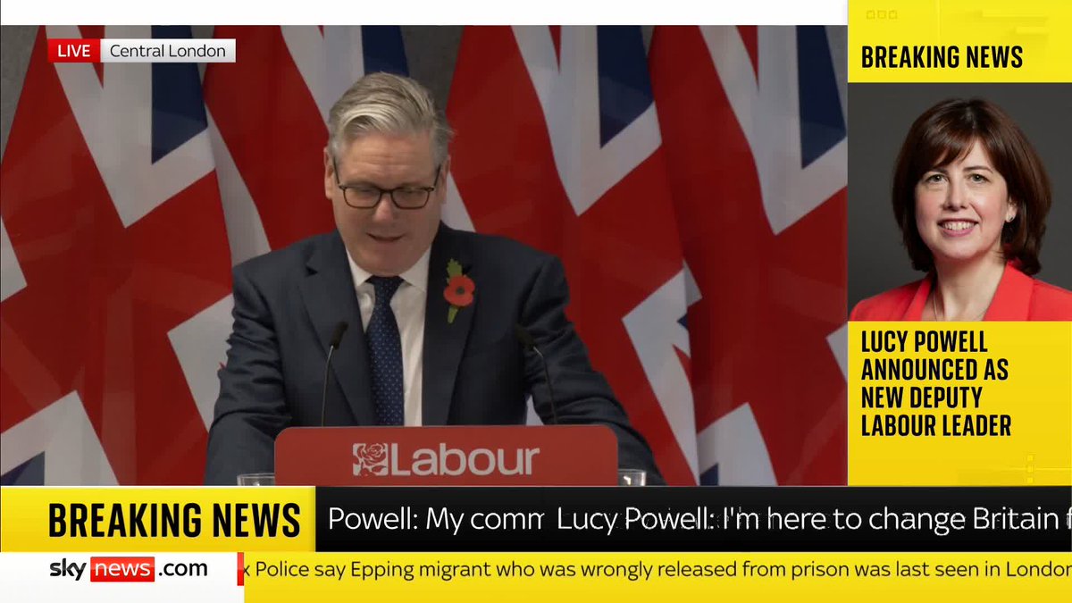 BREAKING: Prime Minister Sir Keir Starmer has thanked both campaigns after Lucy Powell is named deputy leader of the Labour party. Starmer says Lucy Powell is a proud defender of Labour values. 📺 Sky 501, Virgin 602, Freeview 233 and YouTube