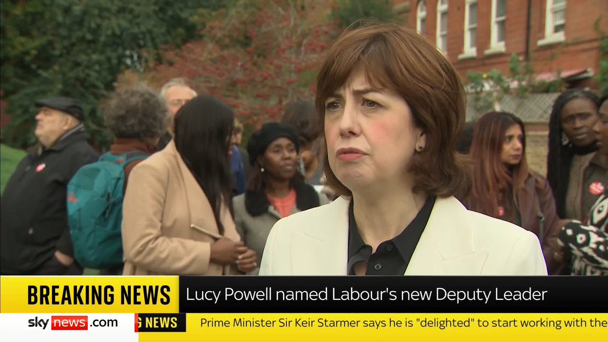 "Can you really affect change from outside the cabinet?", Beth Rigby asks the newly elected Labour Deputy Leader, Lucy Powell She says she has just discussed with Sir Keir Starmer her desire to work alongside the PM "to defeat politics of hate"