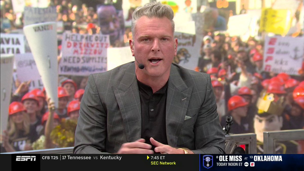 "It's a beautiful day for college football in Nashville, Tennessee." —Pat McAfee 🤩🏈