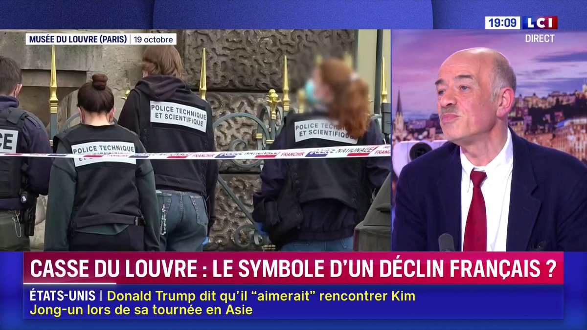 🗣 "Le cambriolage du Louvre c'est honteux. Pas parce que c'est arrivé. Ce qui est terrible, c'est les explications depuis : c'est un concours invraisemblable d'excuses. On nous dit que tout a bien marché et que c'est la faute de quelqu'un d'autre." ➡ Alain Bauer sur LCI