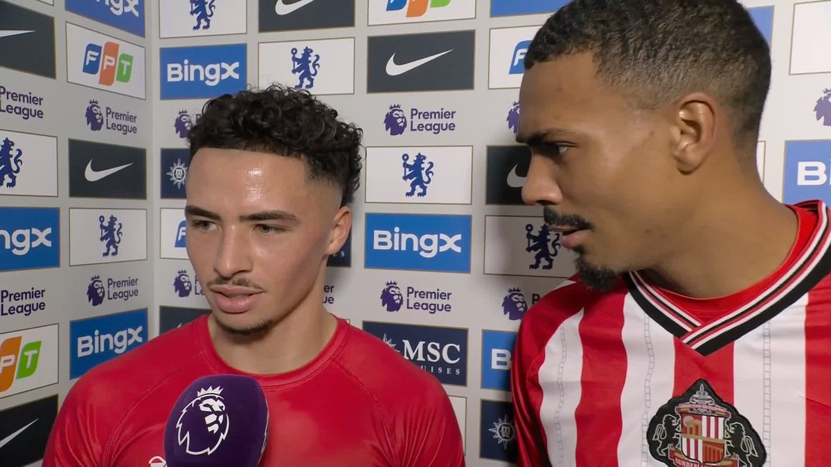 "Maybe four or five?" 💭 Wilson Isidor and Chemsdine Talbi try to guess where Sunderland sit in the table after their win against Chelsea 😆🤝
