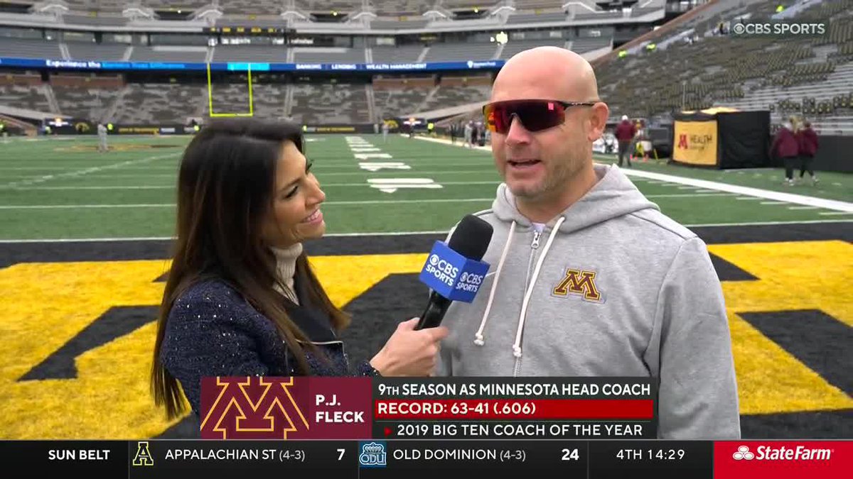 "The whole focus is just a one-game championship season." Minnesota Football's PJ Fleck caught up with Jenny Dell before the rivalry showdown with Iowa