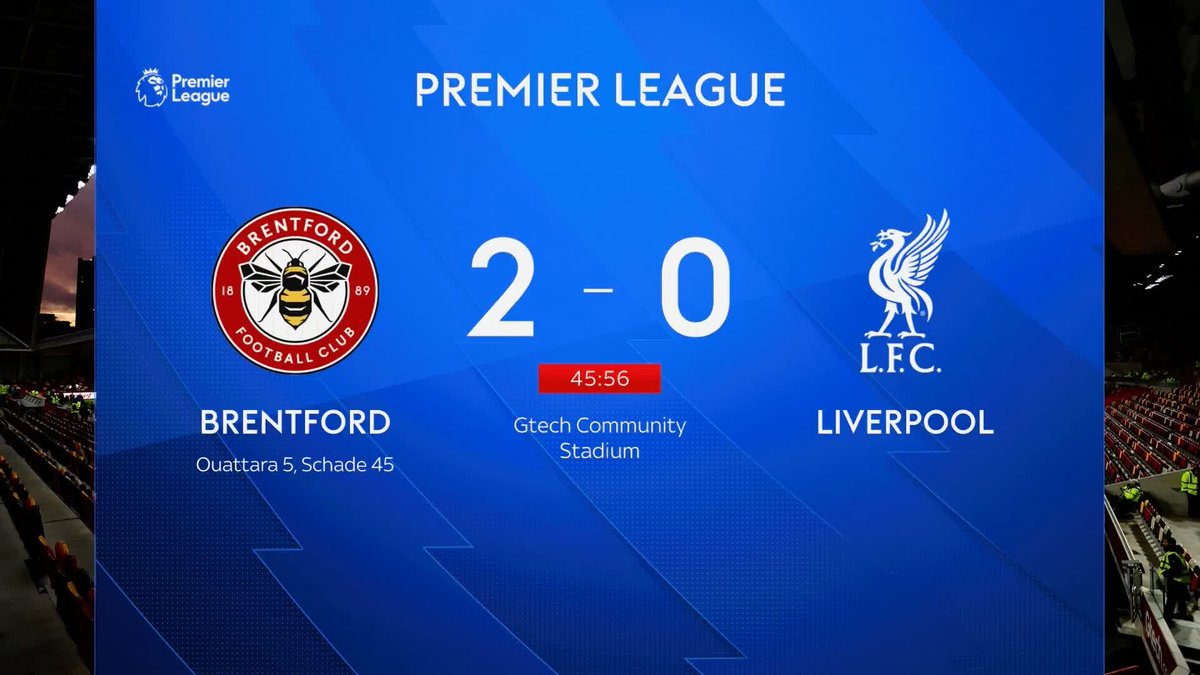 Brentford's Schade doubles their lead against the champions to make it 2-0! 💥