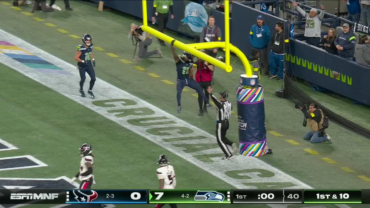 The NFL fined #Seahawks WR Jaxon Smith-Njigba $14,491 for unsportsmanlike conduct (use of prop) — dunking the ball over the crossbar following his TD on Monday night against Tampa Bay.