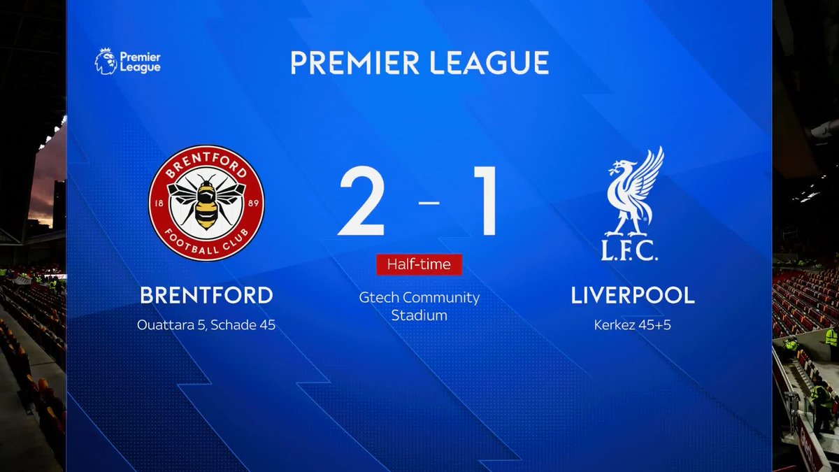 Liverpool pull one back! Kerkez taps home Bradley's cross at the back post to reduce the deficit for the visitors before the break 🔴