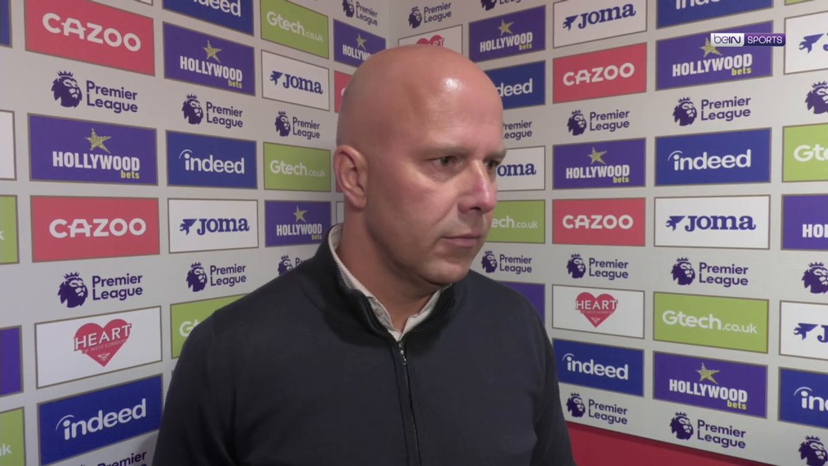 🗣️ "If you score two goals in an away game, that should normally for us be enough to win a game of football..." Arne Slot speaks to Carrie Brown 💙 after Liverpool's 3-2 defeat at the Gtech Community Stadium. #beINPL #LFC #BRELIV