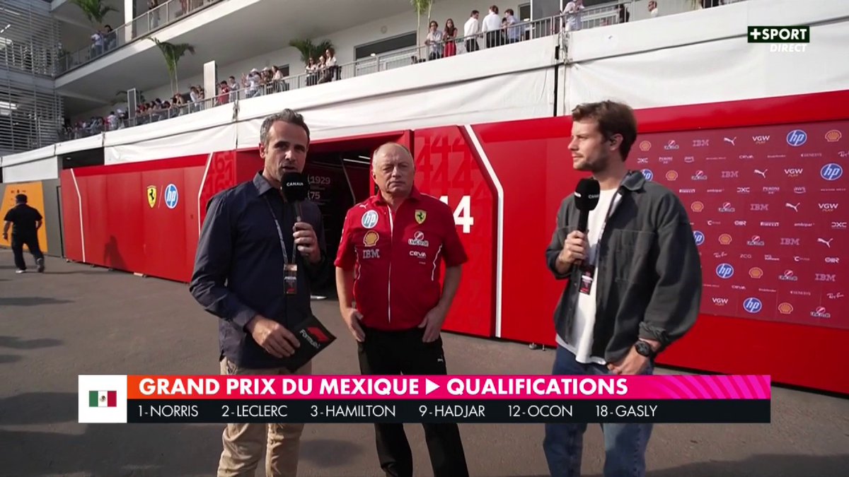 "Tous les stratégistes préfèrent être P2-P3 ici, moi je préfèrerais faire la pole quand même" 😄 Fred Vasseur réagit à la meilleure qualification de la saison pour Ferrari, avec deux pilotes idéalement placés au départ demain 👀 #MexicoGP #F1