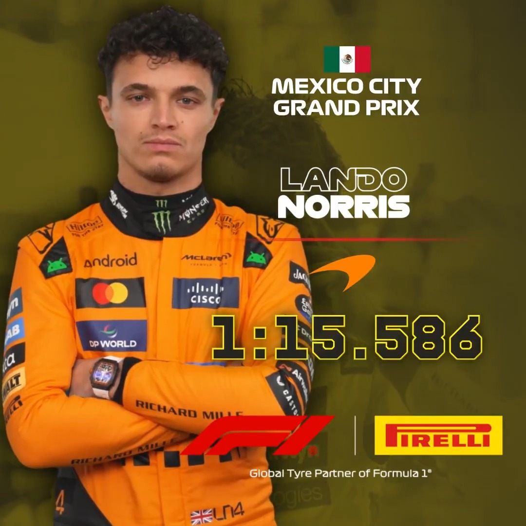 A mighty impressive lap from Lando 🙌 The Pirelli Motorsport Pole Position in Mexico goes to the Briton in his papaya McLaren! 💨🇲🇽 #F1 #MexicoGP