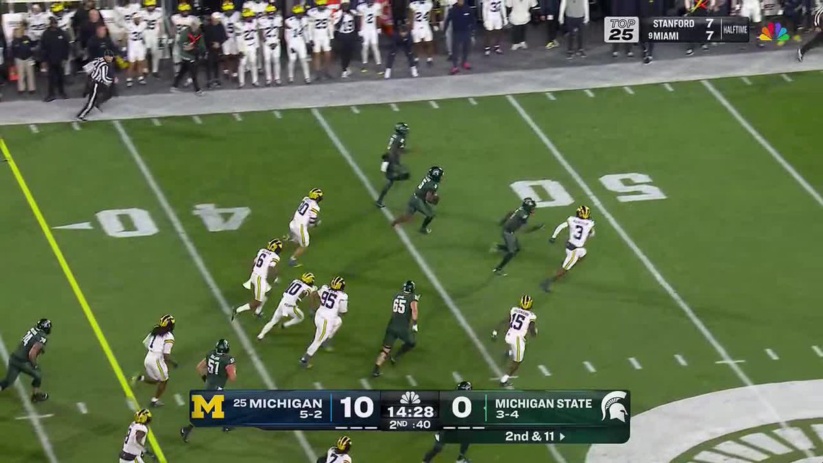 Makhi Frazier with the 49-YD gain for Michigan State Football! 📺: NBC