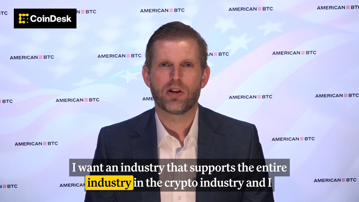 🤝 Eric Trump urges the crypto industry to move past tribalism. “We’re all in this race together.”