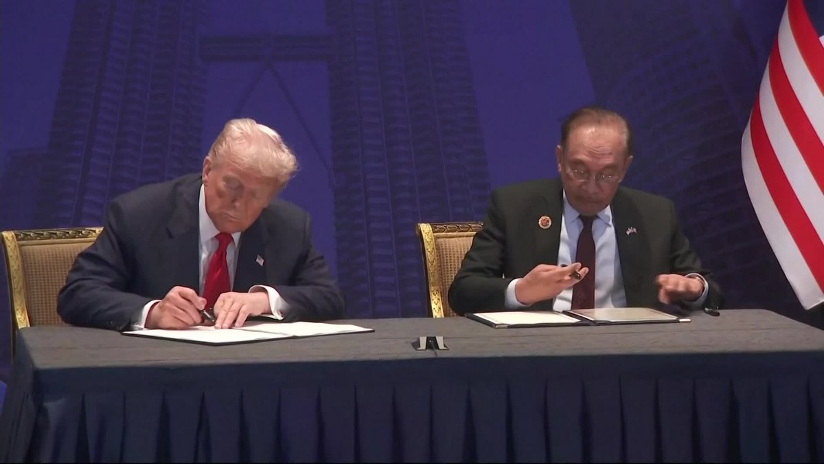 President Donald Trump and Malaysia’s Prime Minister Anwar Ibrahim signed a trade agreement and critical minerals pact Sunday, as the US leader looked to boost trade across Southeast Asia and respond to China’s tightening of access to rare earths: