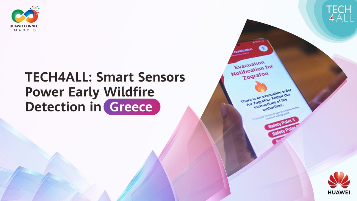 In Greece, TECH4ALL is helping protect forests from wildfires, using AI-powered sensors, drones, 5G and cloud-based analytics to give alerts within the 'golden 15 minutes'. Stay tuned for more TECH4ALL initiatives at HUAWEI CONNECT EUROPE 2025.