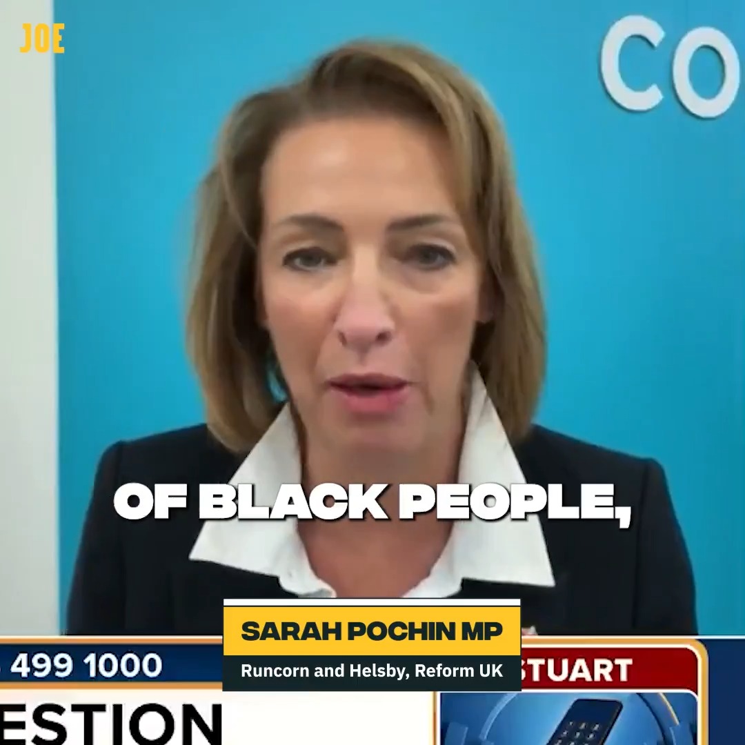 Reform MP Sarah Pochin: "It drives me mad when I see adverts full of black people, full of Asian people..." Pochin has since apologised for the comments.