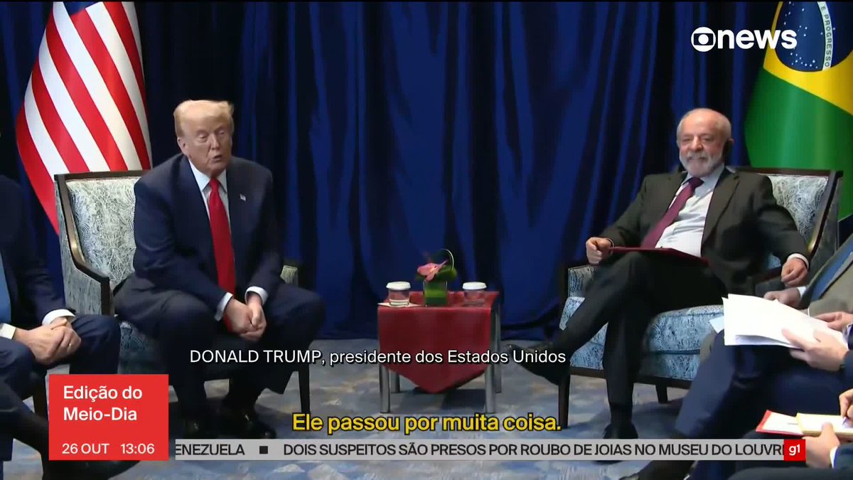 "Me sinto muito mal sobre o que aconteceu com ele", diz Donald Trump sobre Jair Bolsonaro antes de encontro com presidente Lula. #Edição12 ➡️ Assista à #GloboNews:
