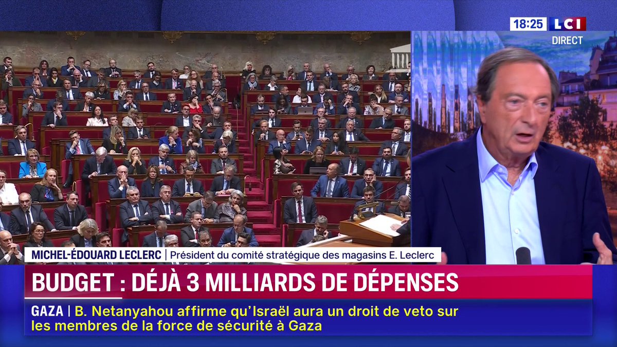 🗣 "Ce qui m'inquiète et qui me rassure à la fois, c'est la déconnection des Français sur notre budget. Aujourd'hui on est dans un jeu de négociations." ➡ Michel-Edouard Leclerc sur LCI