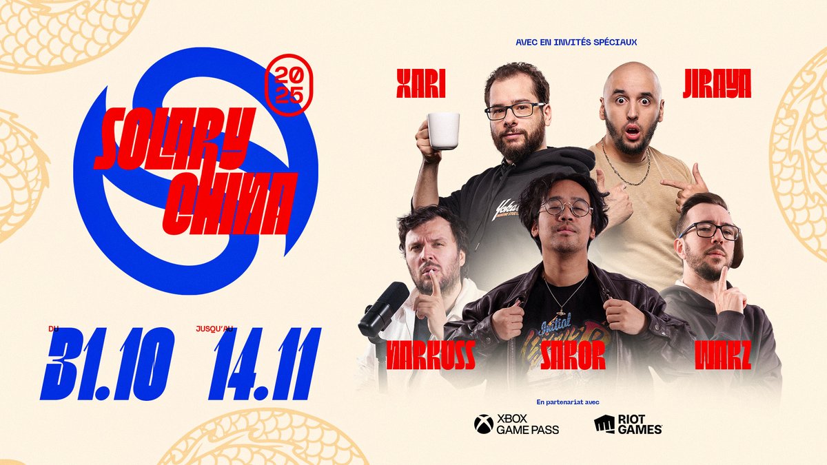 ON PART EN CHINE 🇨🇳 Rendez-vous dès vendredi prochain et pour les 2 prochaines semaines pour suivre notre premier voyage en Chine ! Merci à Riot Games France et XBOX Game Pass 🇫🇷 qui nous permettent une nouvelle fois de partir aux Worlds 🫶