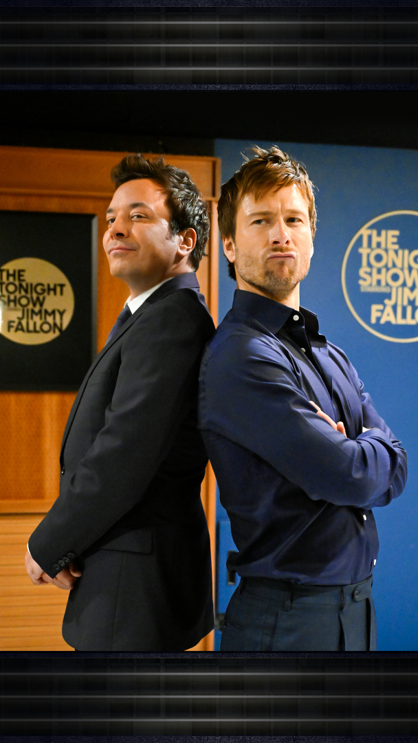 .Glen Powell & Jimmy are drippin’ in finesse 😎 #FallonTonight #RunningManMovie
