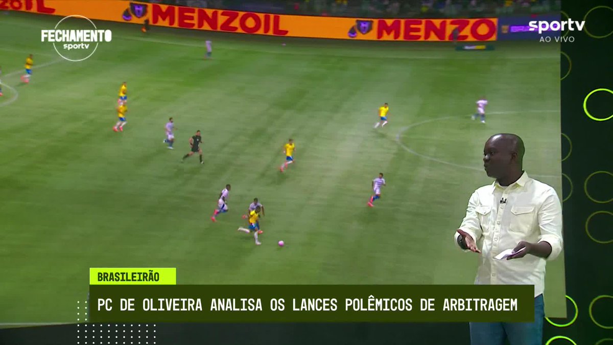 Lance da expulsão de Fabrício Bruno divide opiniões no Fechamento sportv. Denílson defende que quem fez a falta foi Allan, ao passo que o analista de arbitragem PC de Oliveira defende que a decisão de campo foi correta e que Fabrício fez uma falta para cartão.
