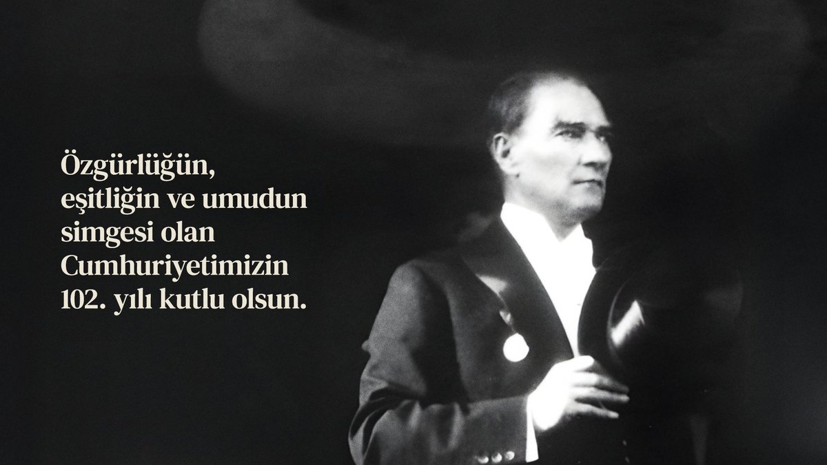 Cumhuriyet, geçmişin en büyük mîrâsı; geleceğin en sağlam dayanağı. Özgürlüğün, eşitliğin ve umudun simgesi olan Cumhuriyetimizin 102. yılı kutlu olsun.