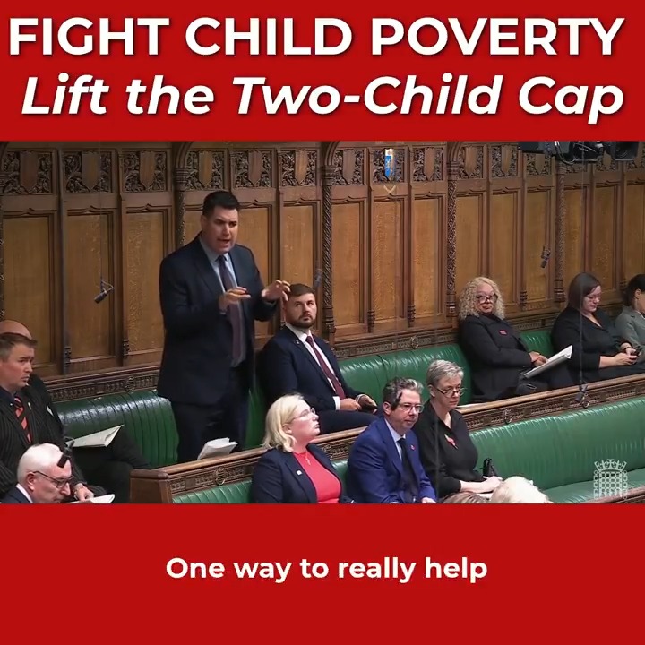 No government that cares about child poverty can keep the Two-Child Cap. It’s a cruel Tory policy that forces hundreds of thousands of children into poverty. I was suspended for voting to scrap it. Today I again called on the Government to abolish it at November's Budget.