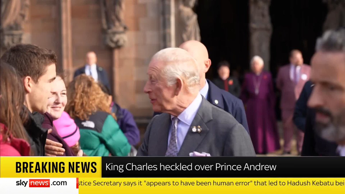 BREAKING: King Charles has been heckled over Prince Andrew during a visit to Lichfield Cathedral. 📺 Sky 501, Virgin 602, Freeview 233 and YouTube