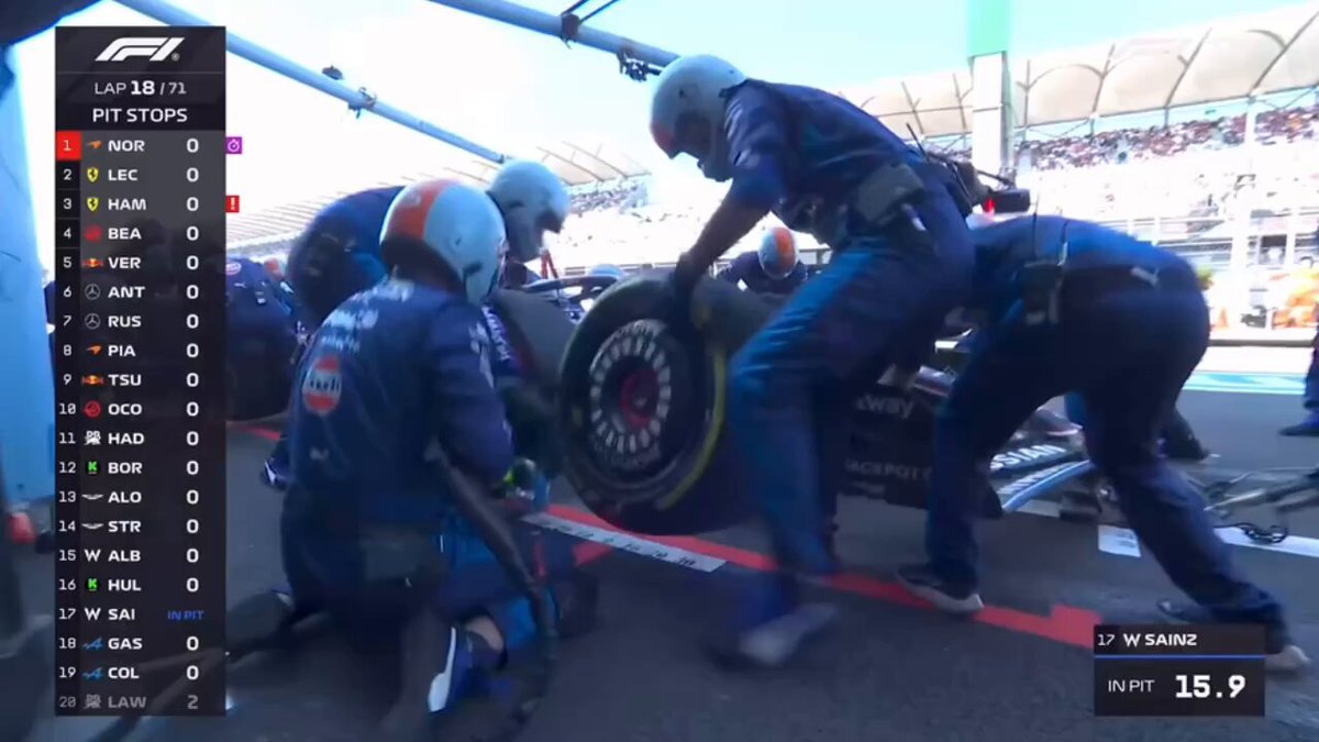 i'm tearing up, the crew bumping each other, meanwhile the broadcast “out comes carlos sainz last in this race 5sc stop hasn't help his race one little bit” 😭😭